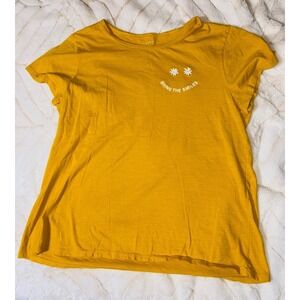 Loft T-Shirt Womens XL Yellow Y2K fun Bring the Smiles Daisy Graphic Tee